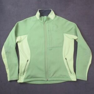 LL Bean Jacket Womens Small Green Full Zip Polartec Fleece Lined Outdoors Hiking